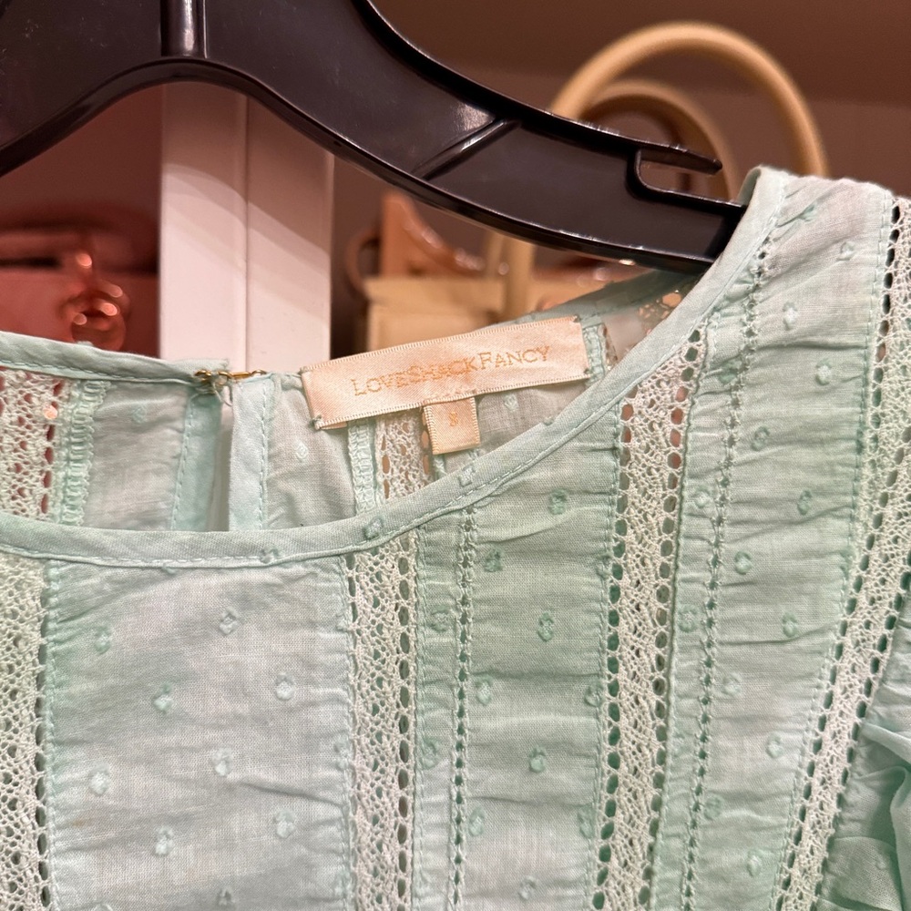 LoveShackFancy Mint Ruffle Tiered Mini Dress - image 3